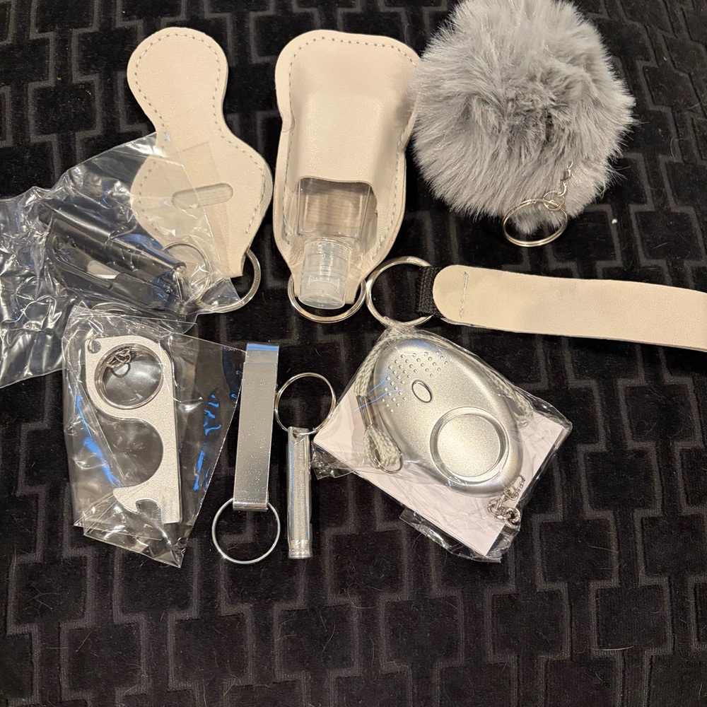 Silver and grey Safety Keychain Set